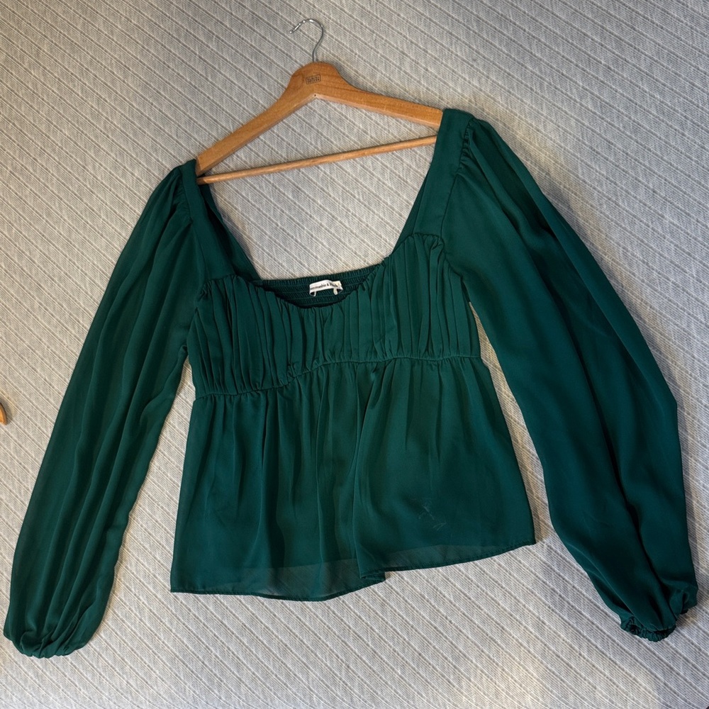Abercrombie & Fitch Teal Blouse with Square Neckline
